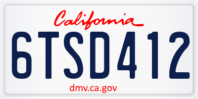 CA license plate 6TSD412