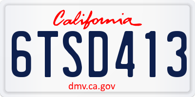 CA license plate 6TSD413