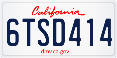 CA license plate 6TSD414