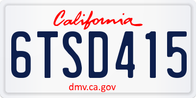 CA license plate 6TSD415
