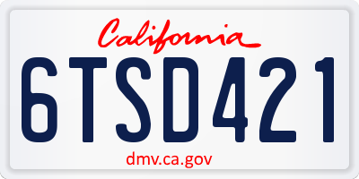 CA license plate 6TSD421