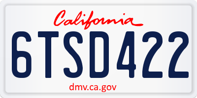 CA license plate 6TSD422