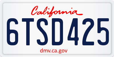 CA license plate 6TSD425