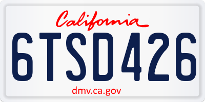 CA license plate 6TSD426