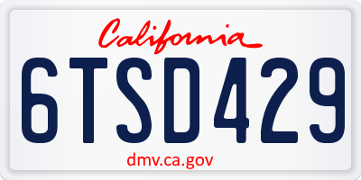 CA license plate 6TSD429
