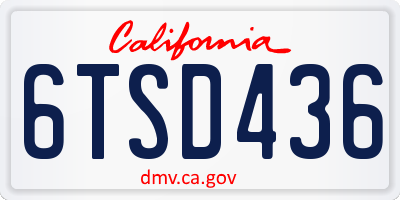 CA license plate 6TSD436