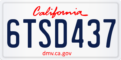 CA license plate 6TSD437