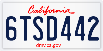 CA license plate 6TSD442