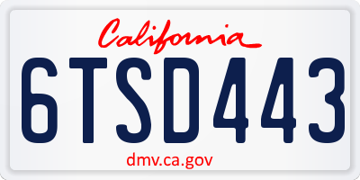 CA license plate 6TSD443