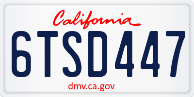 CA license plate 6TSD447
