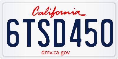 CA license plate 6TSD450