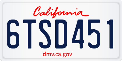 CA license plate 6TSD451