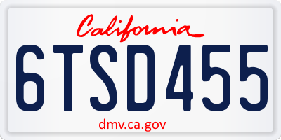 CA license plate 6TSD455