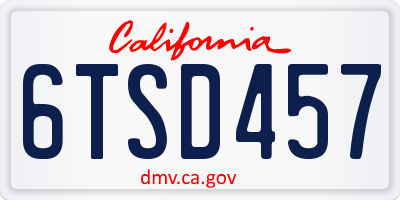 CA license plate 6TSD457