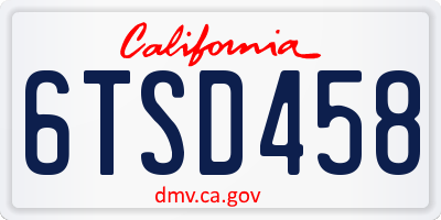 CA license plate 6TSD458