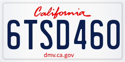 CA license plate 6TSD460