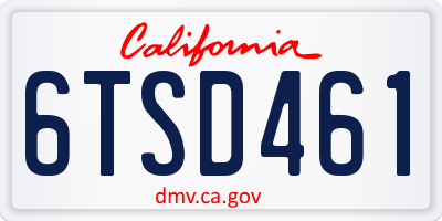 CA license plate 6TSD461