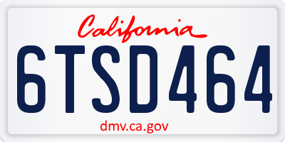 CA license plate 6TSD464