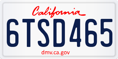 CA license plate 6TSD465