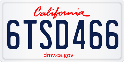 CA license plate 6TSD466