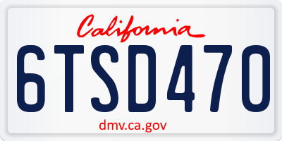 CA license plate 6TSD470