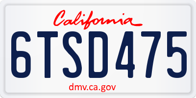 CA license plate 6TSD475
