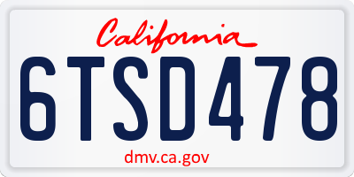 CA license plate 6TSD478
