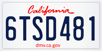 CA license plate 6TSD481