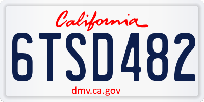 CA license plate 6TSD482