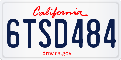 CA license plate 6TSD484