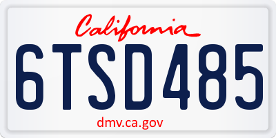 CA license plate 6TSD485