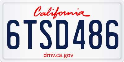 CA license plate 6TSD486