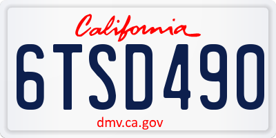 CA license plate 6TSD490