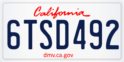 CA license plate 6TSD492