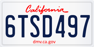 CA license plate 6TSD497