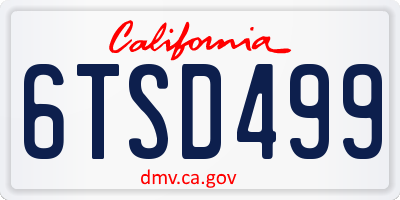 CA license plate 6TSD499