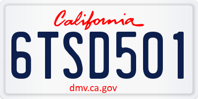 CA license plate 6TSD501