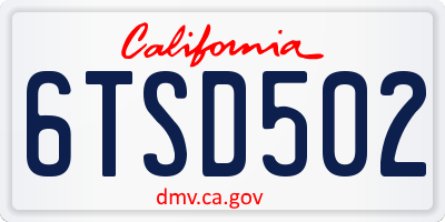 CA license plate 6TSD502