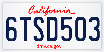 CA license plate 6TSD503