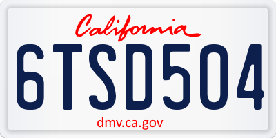 CA license plate 6TSD504