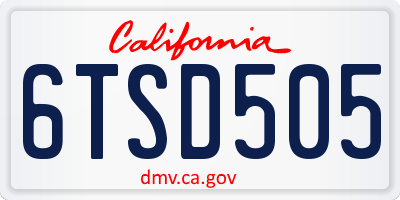 CA license plate 6TSD505