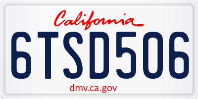 CA license plate 6TSD506