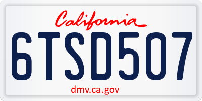 CA license plate 6TSD507