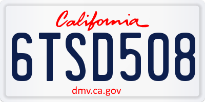 CA license plate 6TSD508