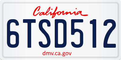 CA license plate 6TSD512