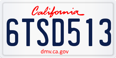 CA license plate 6TSD513