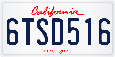 CA license plate 6TSD516