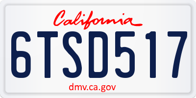 CA license plate 6TSD517