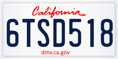 CA license plate 6TSD518