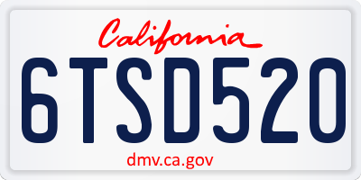 CA license plate 6TSD520